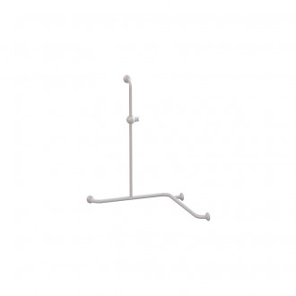 Barre de douche angle 2 murs alu époxy blanc
