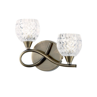 Applique boyer, laiton antique et verre, gauche, 2 ampoules
