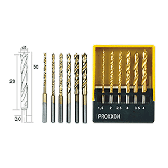 Jeu de forêts spirales HSS avec pointe de centrage en boîte de rangement - PROXXON - 28876