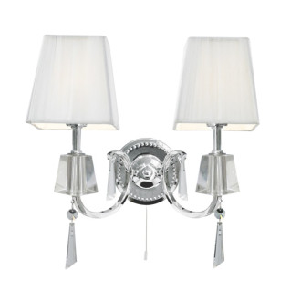 Applique portico, en chrome et verre avec 2 abat-jour blancs