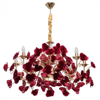 Chandelier rouge flora 8 ampoules 89 cm