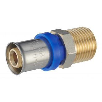 Raccord droit à sertir multiprofil TH-H-U pour tube multicouche NOYON & THIEBAULT - Ø 20 mm à visser mâle M1/2 (15x21) - 310104