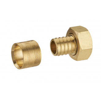 Raccord droit à glissement pour tube PER NOYON & THIEBAULT - Ø 12 mm à visser femelle écrou libre F1/2' (15x21) Bague en laiton - 3185-1512L1