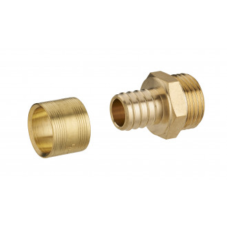 Raccord droit à glissement pour tube PER NOYON & THIEBAULT - Ø 12 mm à visser mâle M3/8 (12x17) Bague en laiton - 3186-1212L1