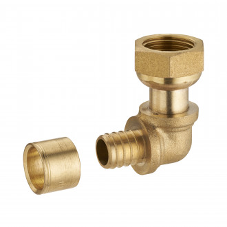 Coude à glissement pour tube PER NOYON & THIEBAULT - Ø 16 mm à visser femelle écrou libre F1/2' (15x21) Bague en laiton - 3189-1516L1