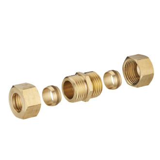 Jonction laiton bicone égale pour tube cuivre NOYON & THIEBAULT - Ø 12 mm - 414-12L1