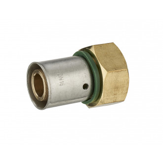 Raccord droit à sertir profil TH pour tube PER NOYON & THIEBAULT - Ø 12 mm à visser femelle écrou libre F3/8 (12x17) Bague à sertir en inox  - 3785-1212L1