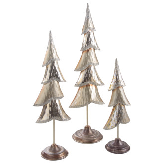 Sapin de noël en métal laqué or et pailettes (lot de 3)