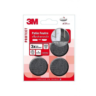 3m - patins-feutres en bi-matière à bords arrondis spécial carrelages & sols rugueux