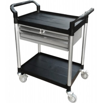 Desserte 2 plateaux plastique + 2 tiroirs 680 x 450 mm 250 kg - 885007672