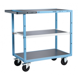 Servante mécano-soudée EVERSTEEL™ 3 plateaux tôle galva 850 x 500 mm roues CC 250 kg - 880701312