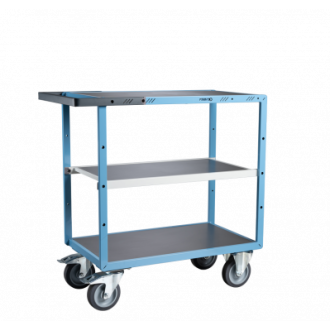 Servante mécano-soudée EVERSTEEL™ 3 plateaux tôle galva 850 x 500 mm roues TPE 400 kg - 880701342