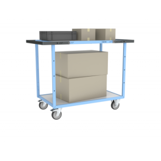 Servante mécano-soudée double poignées plateaux mélaminé 1000 x 600 mm 250 kg - Nombre de plateaux et roues au choix