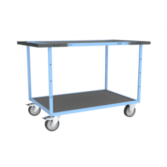 Servante mécano-soudée EVERSTEEL™ double poignées 2 plateaux tôle galva + caoutchouc 1200 x 800 mm roues TPE 400 kg - 880703841