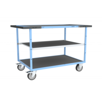 Servante mécano-soudée EVERSTEEL™ double poignées 3 plateaux tôle galva + caoutchouc 1200 x 800 mm roues TPE 400 kg - 880703842