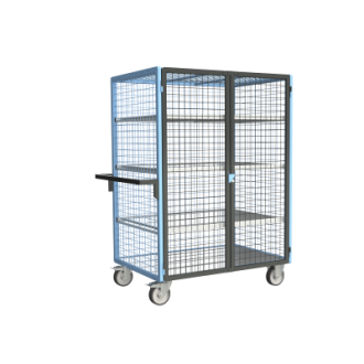 Servante grillagée 4 côtés verrouillable avec 3 étagères plateau tôle galva 1200 x 800 mm 500 kg - 880725266