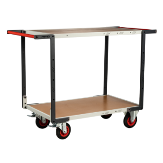 Servante FLAT-PACK™ 2 plateaux médium double poignées 850 x 500 mm roues CC 400 kg - 884721236