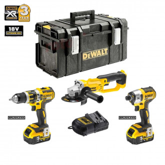 Coffret DCK382P2 perceuse viss. percussion + visseuse chocs + meuleuse + 2 x 5,0 Ah + chargeur DeWalt