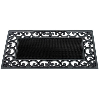 Paillasson jardin caoutchouc noir arabesques