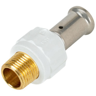 Raccord droit mâle pvdf blanc multicouche à sertir th ou be ø20x2.0-1/2