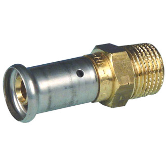 Raccord droit mâle laiton multicouche à sertir th ou be ø26x3.0-1''