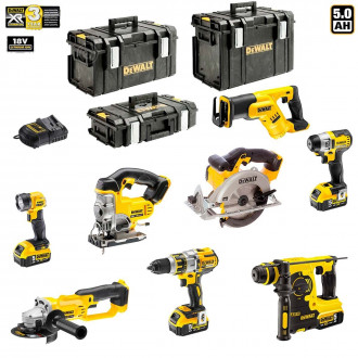 Kit 8 outils électroportatifs DCK XR8BMP4 + 4 batteries 5,0 Ah + chargeur DeWalt