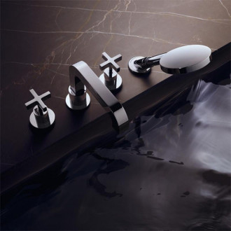Citterio set de finition mélangeur 4 trous pour montage sur bord de baignoire, avec poignées croisillons chromé