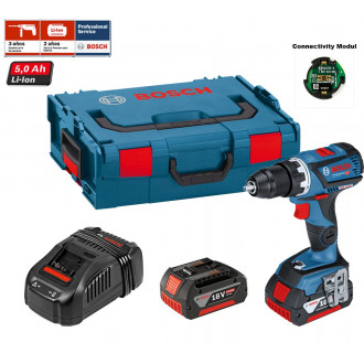 Coffret perceuse-visseuse GSR 18 V-60C + 2 x 5,0 Ah + chargeur + L-Boxx 136 + module bluetooth Bosch