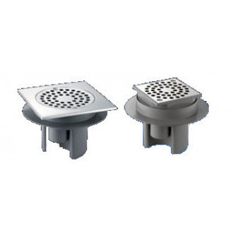 Siphon de sol à hauteur réglable - 100X100 platine/grille inox - hauteur réglable jusqu à 20mm