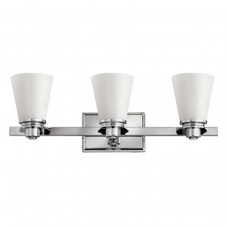 Applique avon, chrome poli et verre opale, 3 ampoules