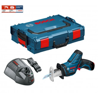 Scie sabre GSA 12V-14 + batterie 2,5 Ah + chargeur GAL1230CV + L-Boxx 102 Bosch
