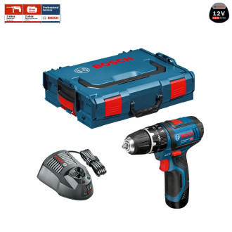 Perceuse visseuse GSB 12V-15 + batterie 2,0 Ah + chargeur GAL1230CV + L-Boxx 102 Bosch
