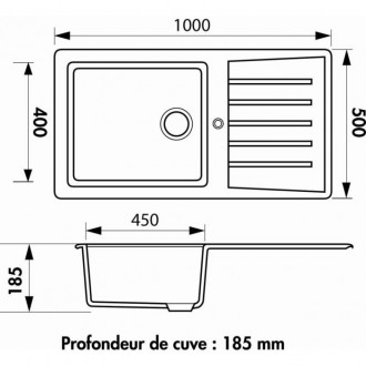EWI - Emeraude évier 1 grand Bac 1 égouttoir