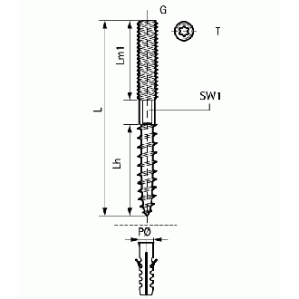 Goujons walraven avec empreinte torx - ezm10 x60mm - 6283006