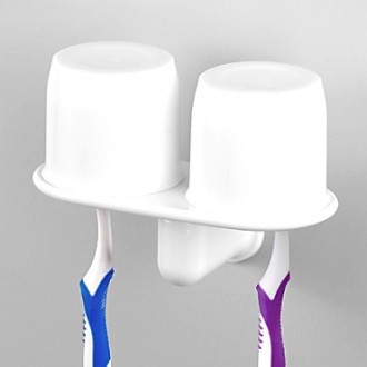 Porte gobelet double mural abs blanc c-1system series