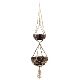 Suspension double macramé en coton