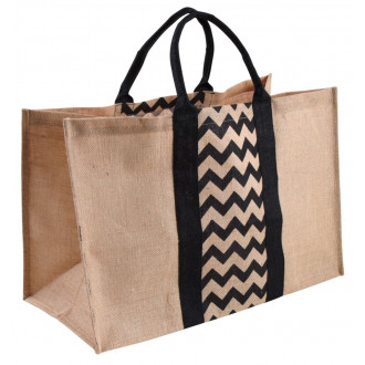 Sac à bûches en jute plastifiée motifs chevrons