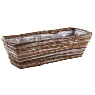 Jardinière osier brut et bois