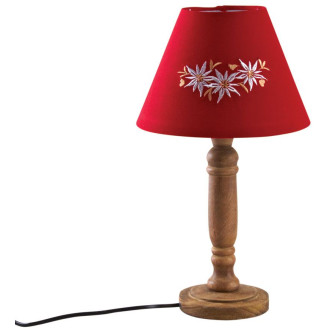 Lampe rouge en bois edelweiss