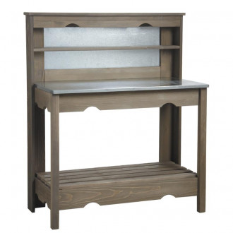 Table à plancha en bois et zinc