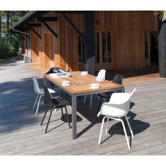Table en aluminium et teck tempo 180 cm