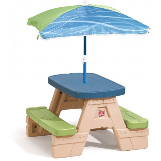 Table de pique-nique en plastique pour enfants avec parasol