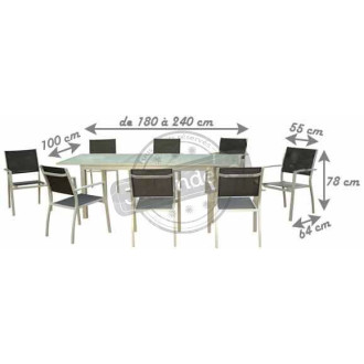 Salon de jardin 8 personnes en aluminium grecio