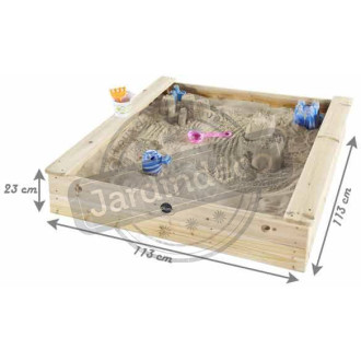 Bac à sable en bois avec 2 bancs intégrés