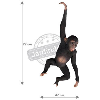 Chimpanzé avec bras suspendu en résine 92 cm