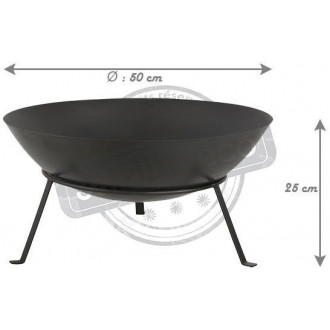 Brasero rond en métal sur pieds