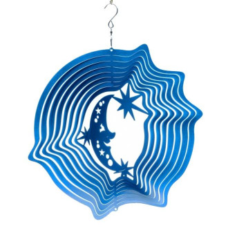Mobile à vent lune & étoiles bleu 15cm