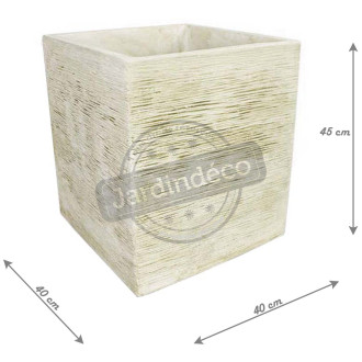 Jardinière en pierre reconstituée carrée effet brossé