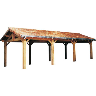 Abri voiture en bois charpente traditionnelle 3 voitures