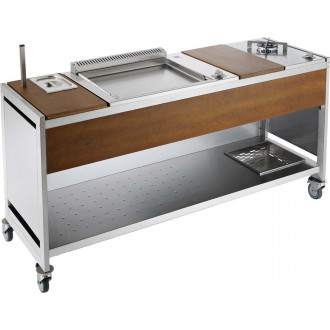 Table avec plancha en inox et feu gaz oasi